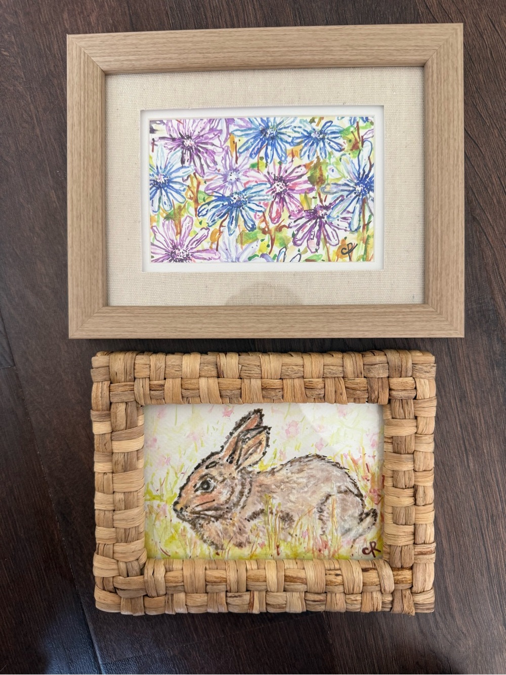 Original Framed Floral Mixed-Media Art, Wildflowers/Trails/Camp/Daisy/Roadtrip